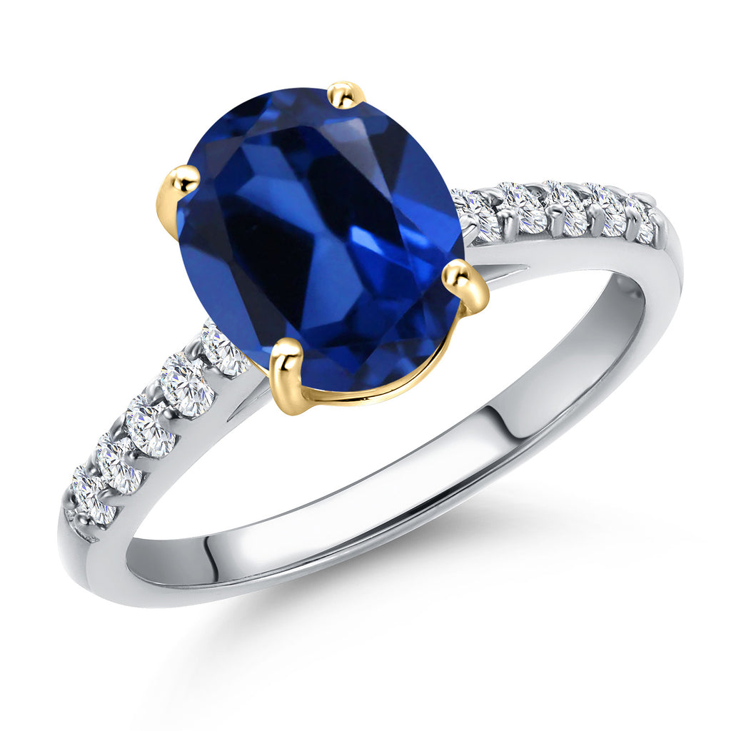 Blue Created Sapphire - September_5_Ring in 10K Two Tone Gold