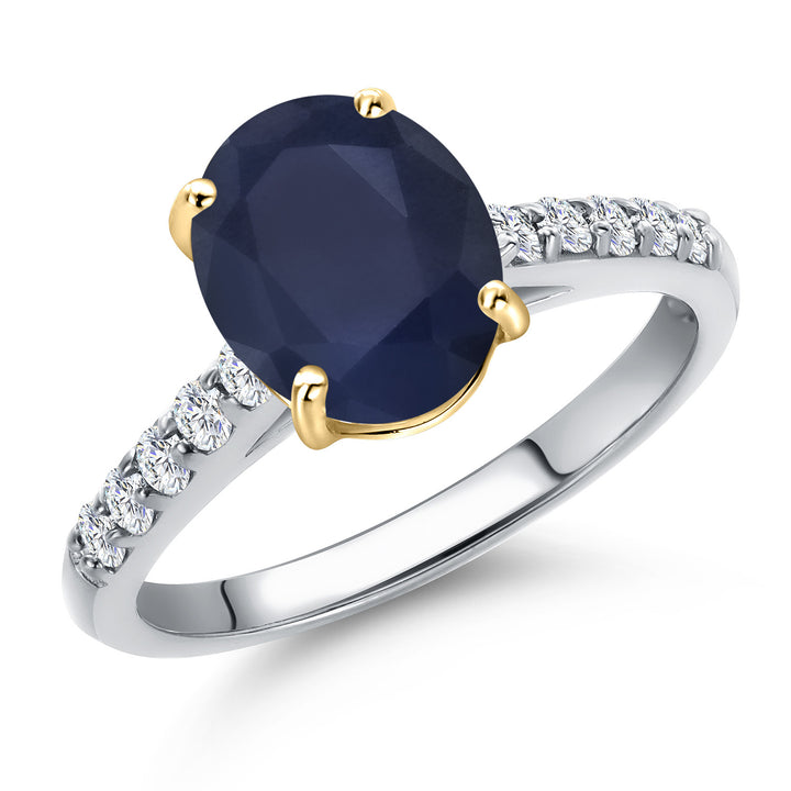 Blue Sapphire - September_9_Ring in 10K Two Tone Gold