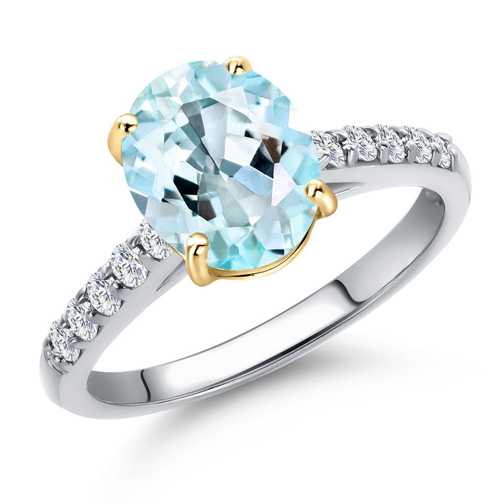 Sky Blue Topaz - November_5_Ring in 10K Two Tone Gold