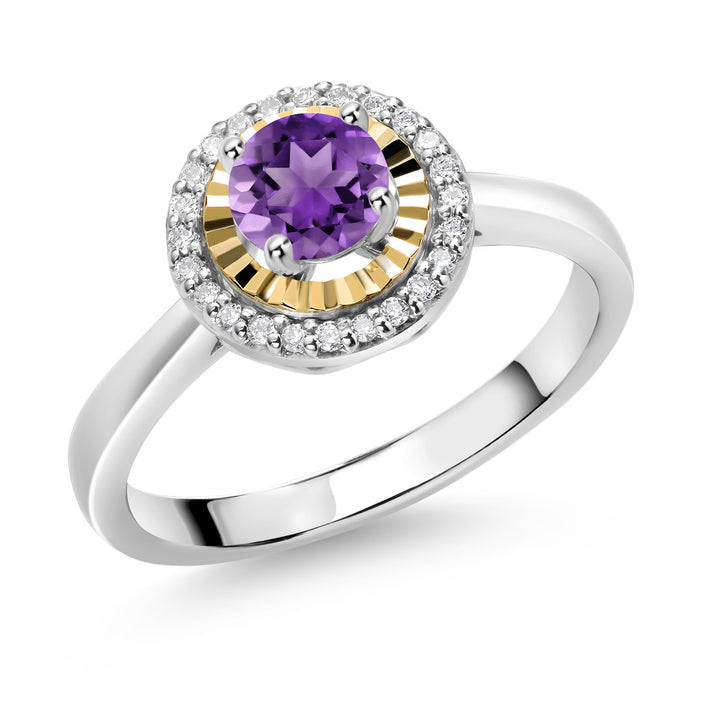 Amethyst - February_5_Ring in 925 Sterling Silver and 10K Yellow Gold