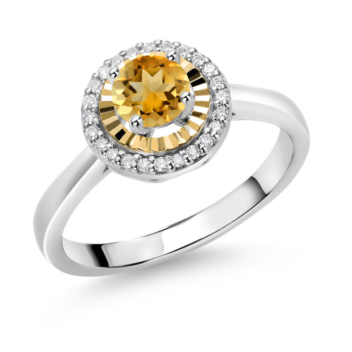 Citrine - November_5_Ring in 925 Sterling Silver and 10K Yellow Gold