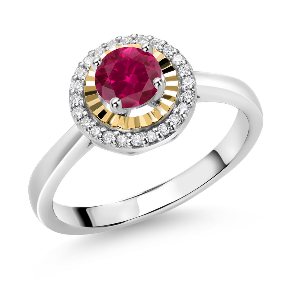 Created Ruby - July_9_Ring in 925 Sterling Silver and 10K Yellow Gold