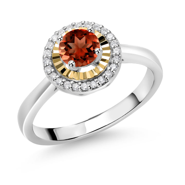 Garnet - January_5_Ring in 925 Sterling Silver and 10K Yellow Gold