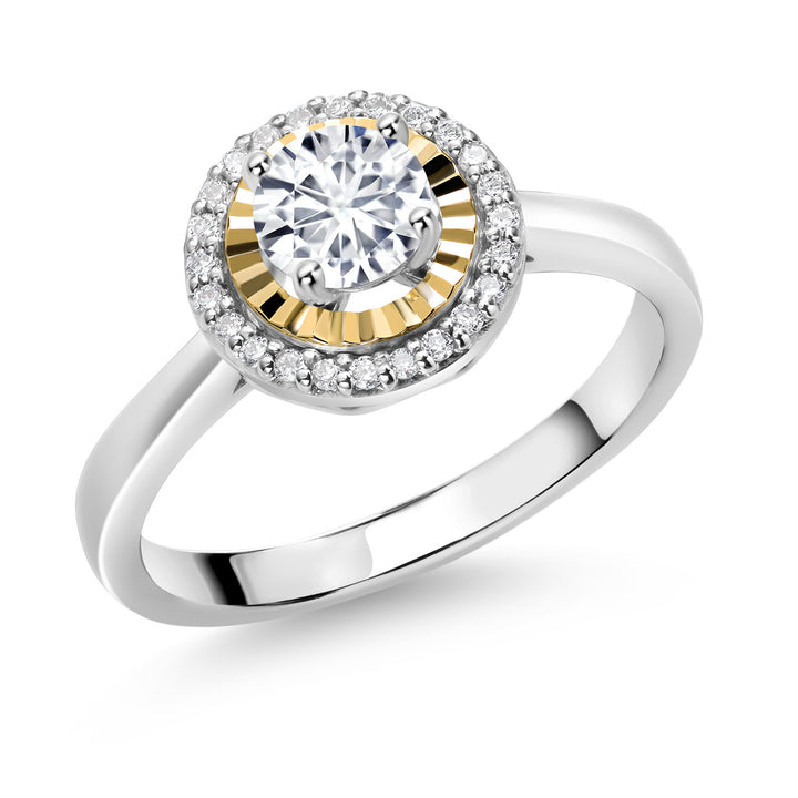 White Lab Grown Diamond - April_5_Ring in 925 Sterling Silver and 10K Yellow Gold