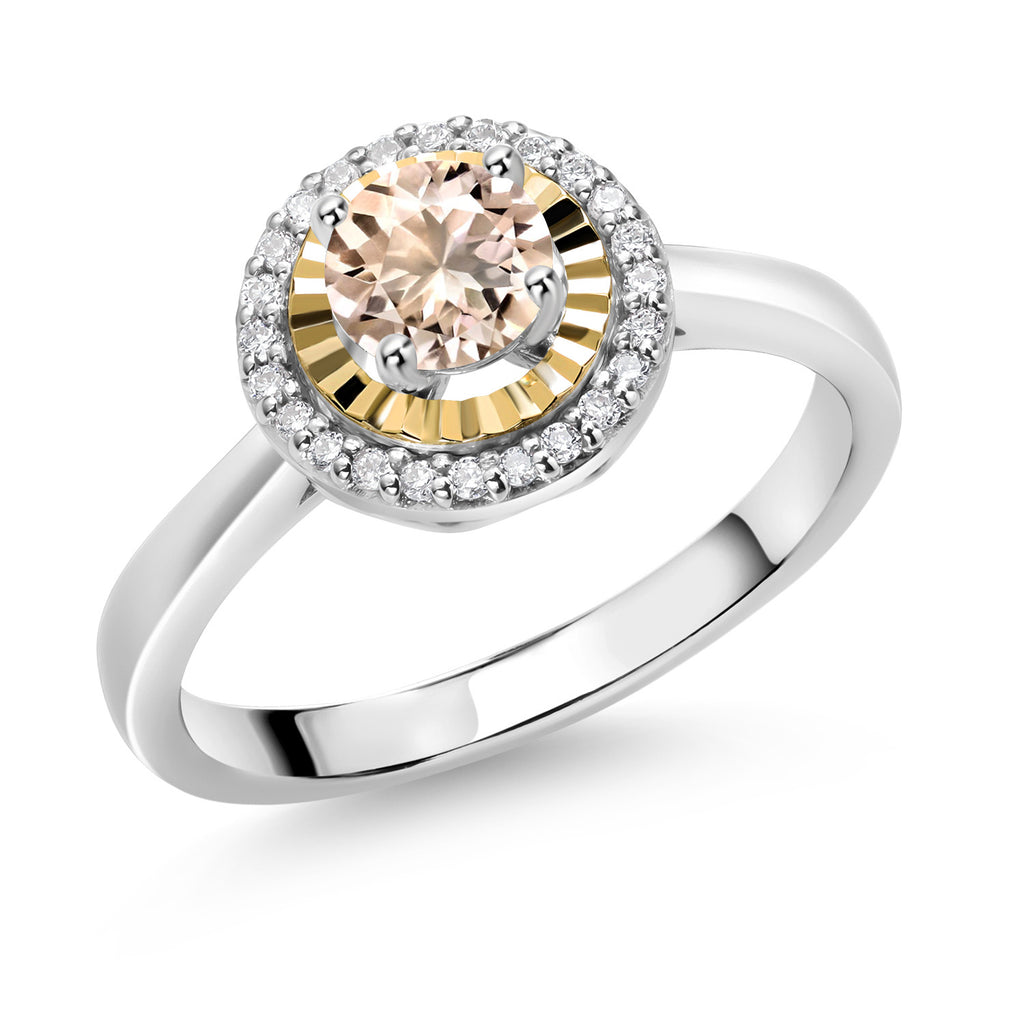 Morganite - October_7_Ring in 925 Sterling Silver and 10K Yellow Gold