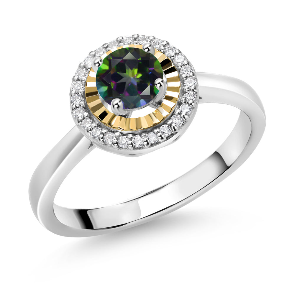 Green Mystic Topaz_9_Ring in 925 Sterling Silver and 10K Yellow Gold