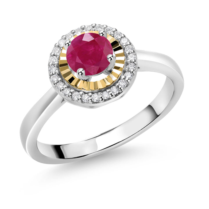 Ruby - July_5_Ring in 925 Sterling Silver and 10K Yellow Gold