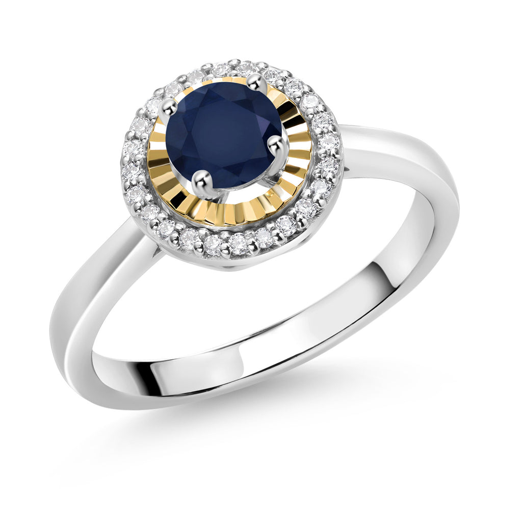 Blue Sapphire - September_7_Ring in 925 Sterling Silver and 10K Yellow Gold