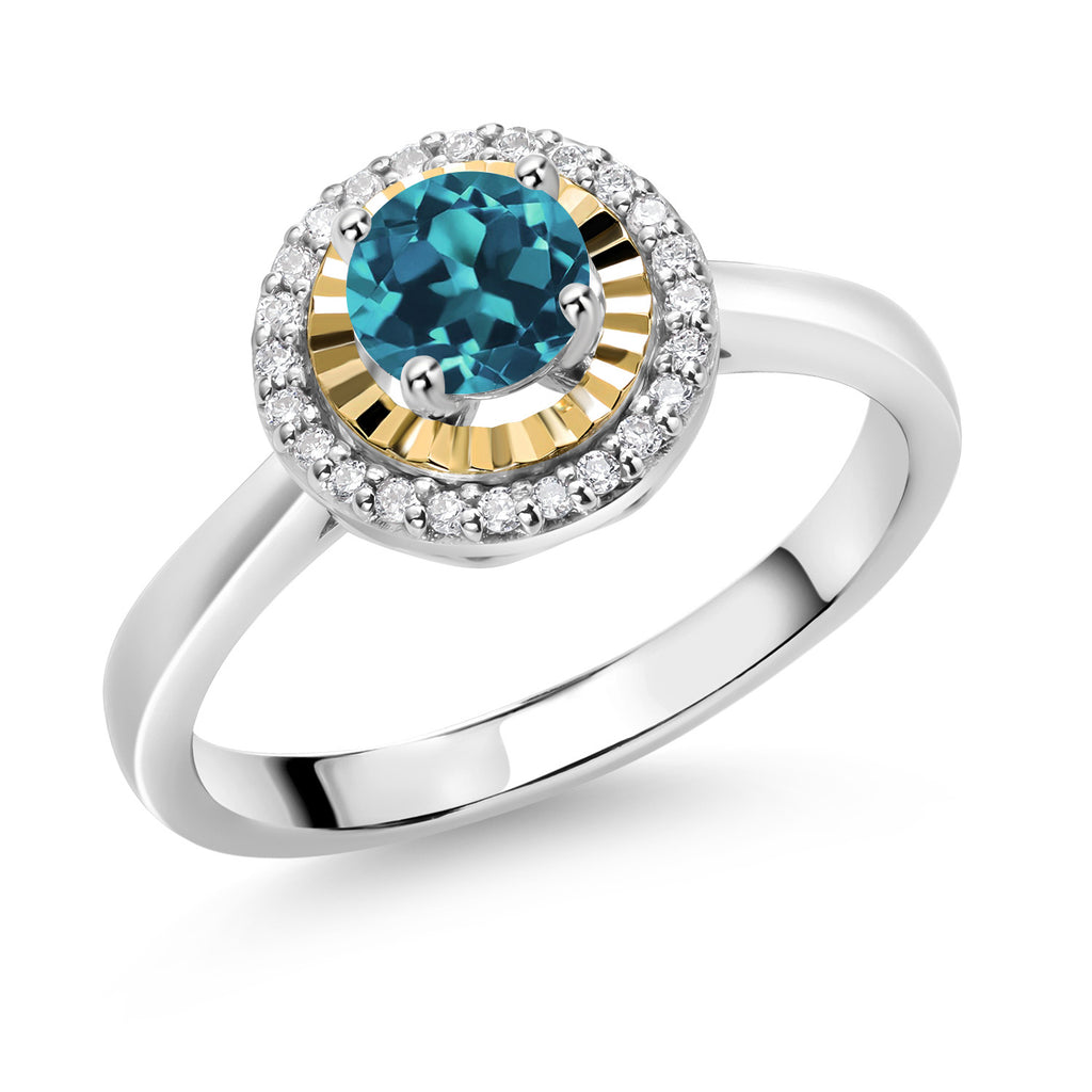 London Blue Topaz - November_6_Ring in 925 Sterling Silver and 10K Yellow Gold