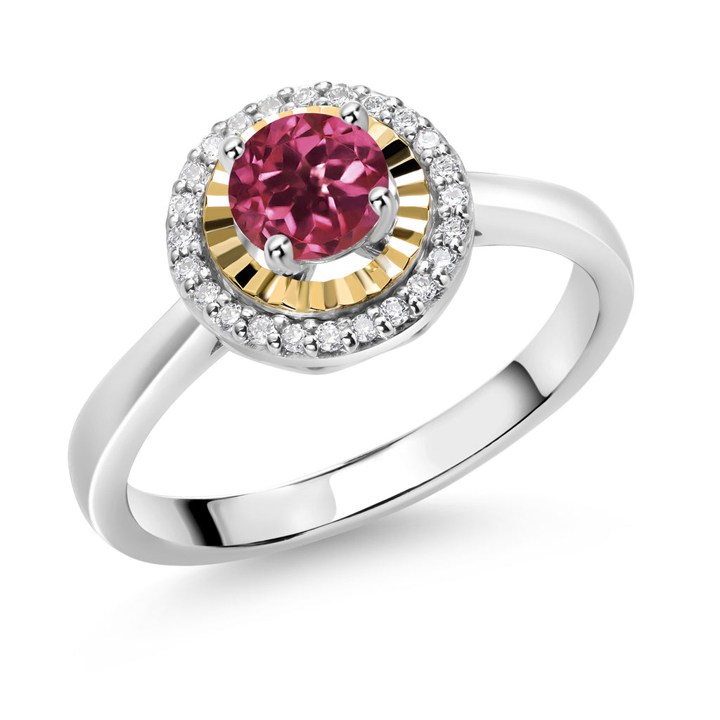 Pink Tourmaline - October_8_Ring in 925 Sterling Silver and 10K Yellow Gold