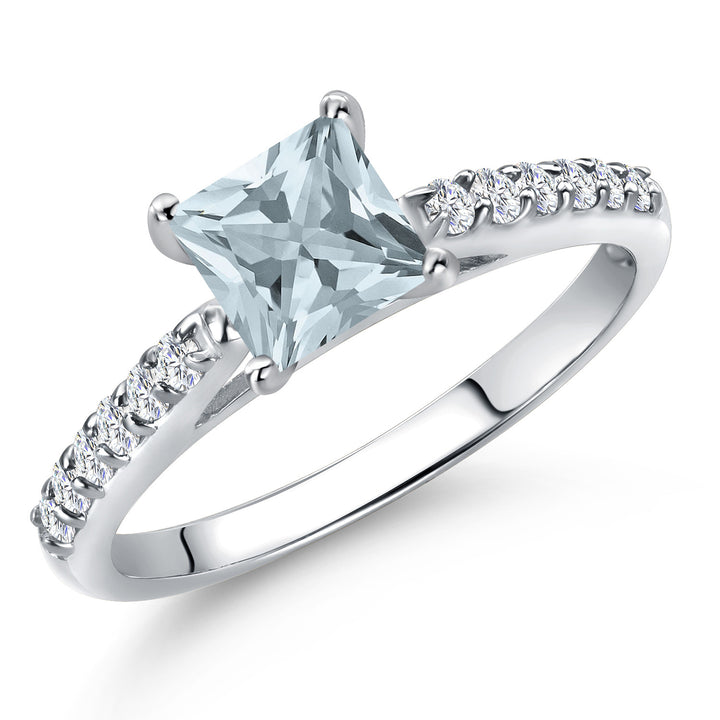 Aquamarine - March_5_Ring in 10K White Gold