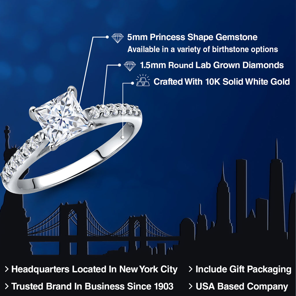 White Moissanite - April_Ring in 10K White Gold