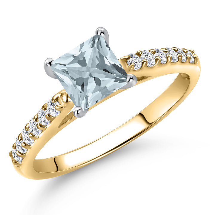 Aquamarine - March_5_Ring in 10K Two Tone Gold