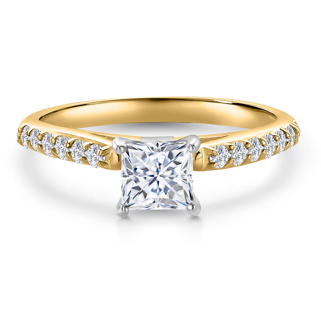 White Moissanite - April_Ring in 10K Two Tone Gold