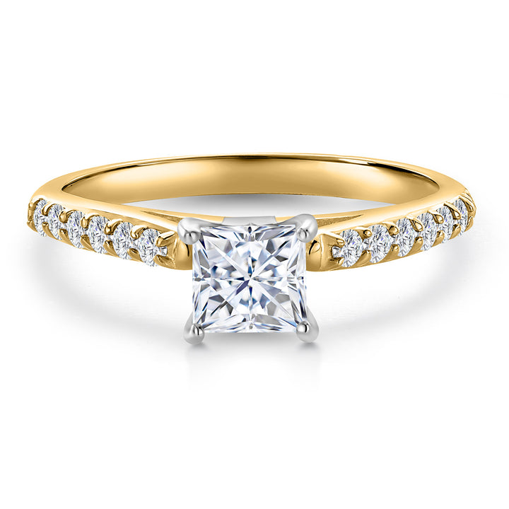 White Moissanite - April_Ring in 10K Two Tone Gold