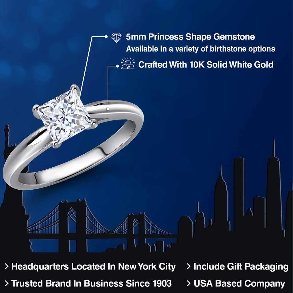 White Moissanite - April_Ring in 10K White Gold