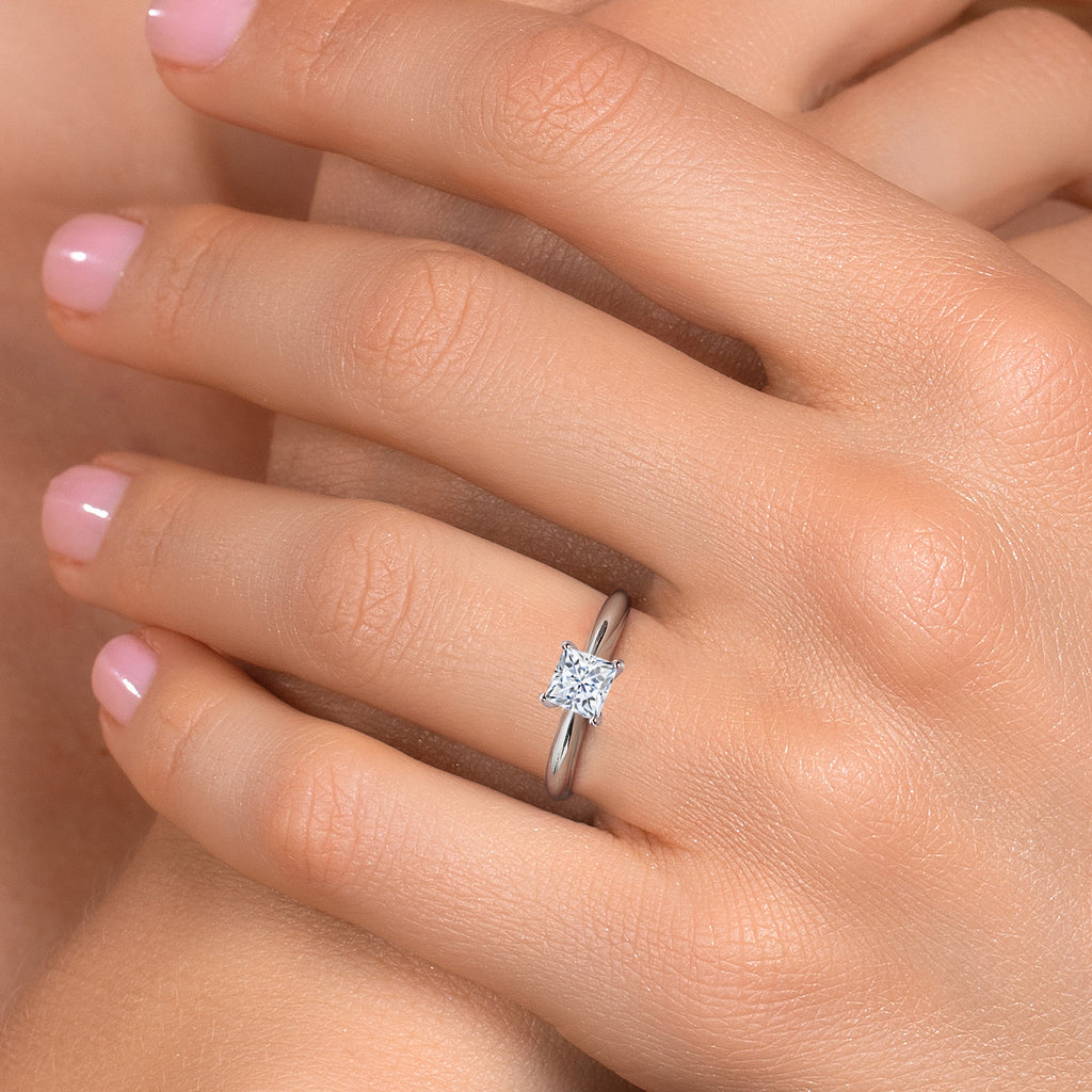 White Moissanite - April_Ring in 10K White Gold