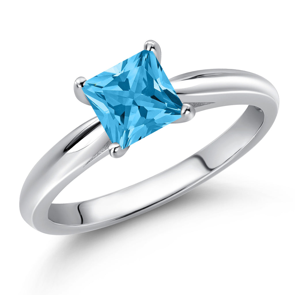 Swiss Blue Topaz - November_9_Ring in 10K White Gold