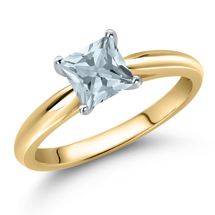 Aquamarine - March_7_Ring in 10K Two Tone Gold