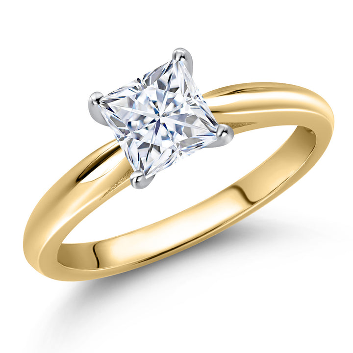 White Moissanite - April_Ring in 10K Two Tone Gold