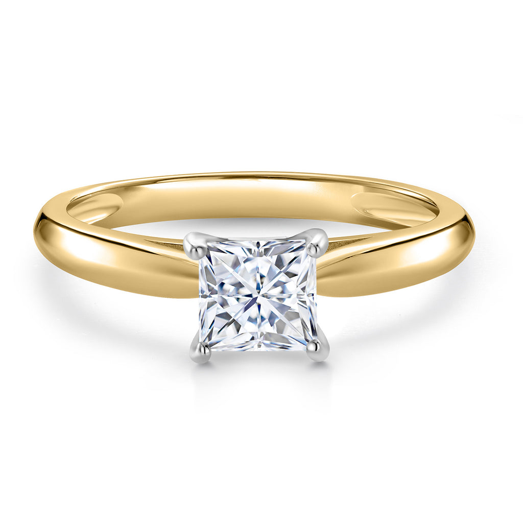 White Moissanite - April_Ring in 10K Two Tone Gold