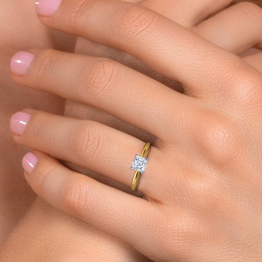 White Moissanite - April_Ring in 10K Two Tone Gold