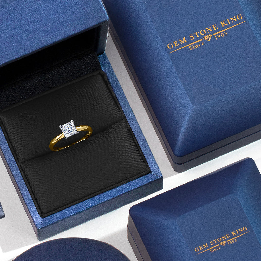 White Moissanite - April_Ring in 10K Two Tone Gold