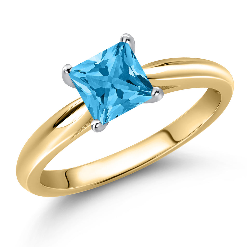 Swiss Blue Topaz - November_6_Ring in 10K Two Tone Gold