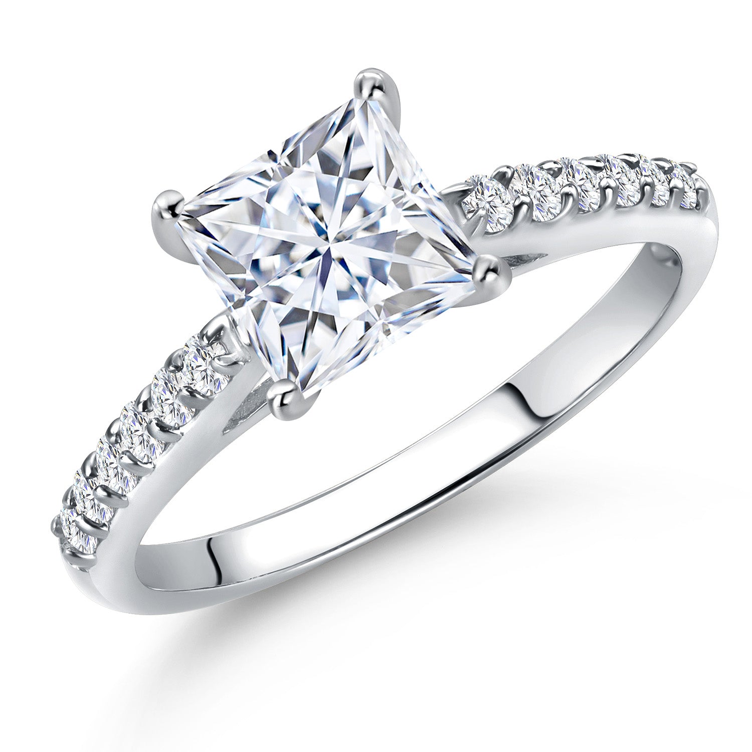 White Moissanite - April_Ring in 10K White Gold