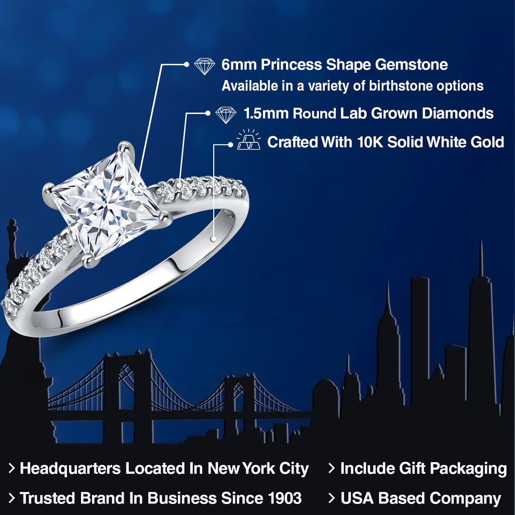 White Moissanite - April_Ring in 10K White Gold