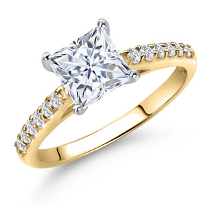 White Moissanite - April_Ring in 10K Two Tone Gold
