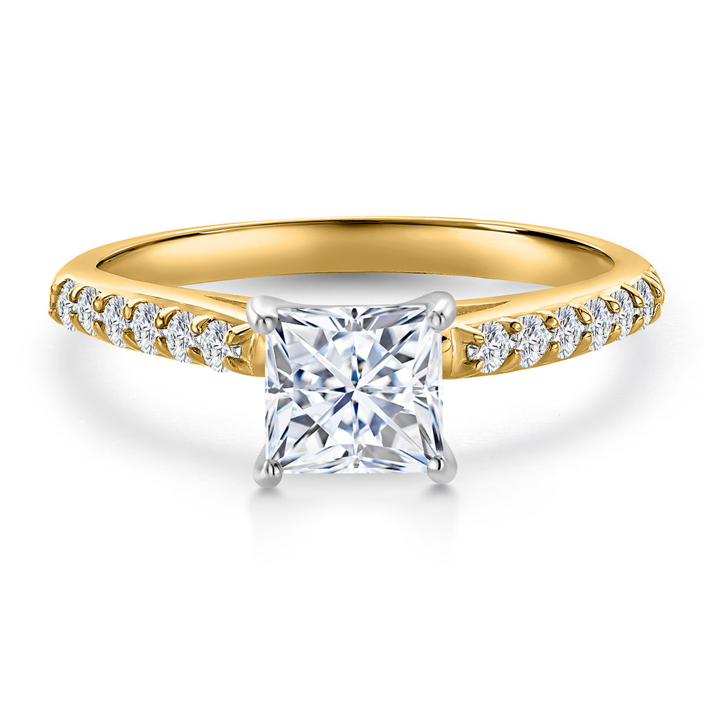 White Moissanite - April_Ring in 10K Two Tone Gold