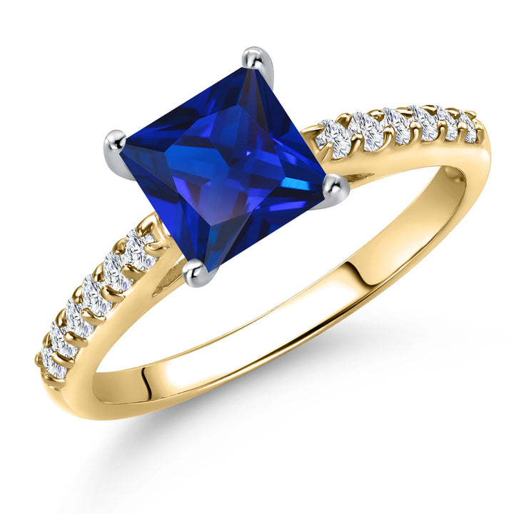 Blue Created Sapphire - September_5_Ring in 10K Two Tone Gold