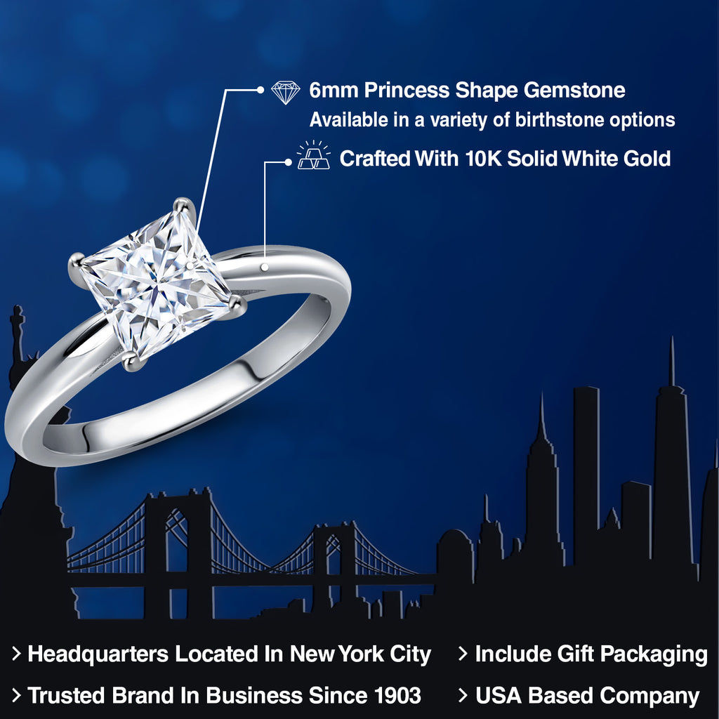 White Moissanite - April_Ring in 10K White Gold