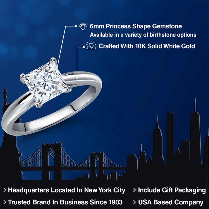 White Moissanite - April_Ring in 10K White Gold