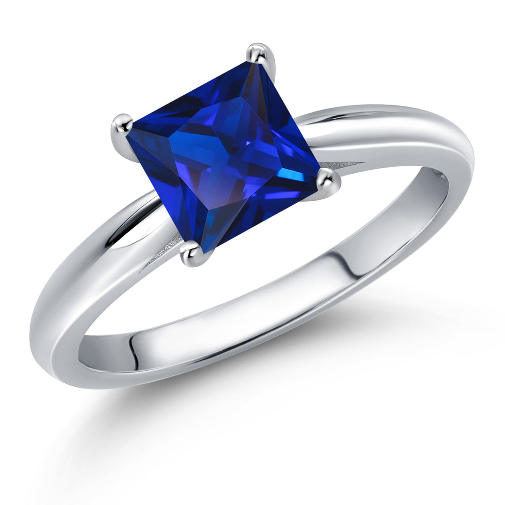 Blue Created Sapphire - September_6_Ring in 10K White Gold