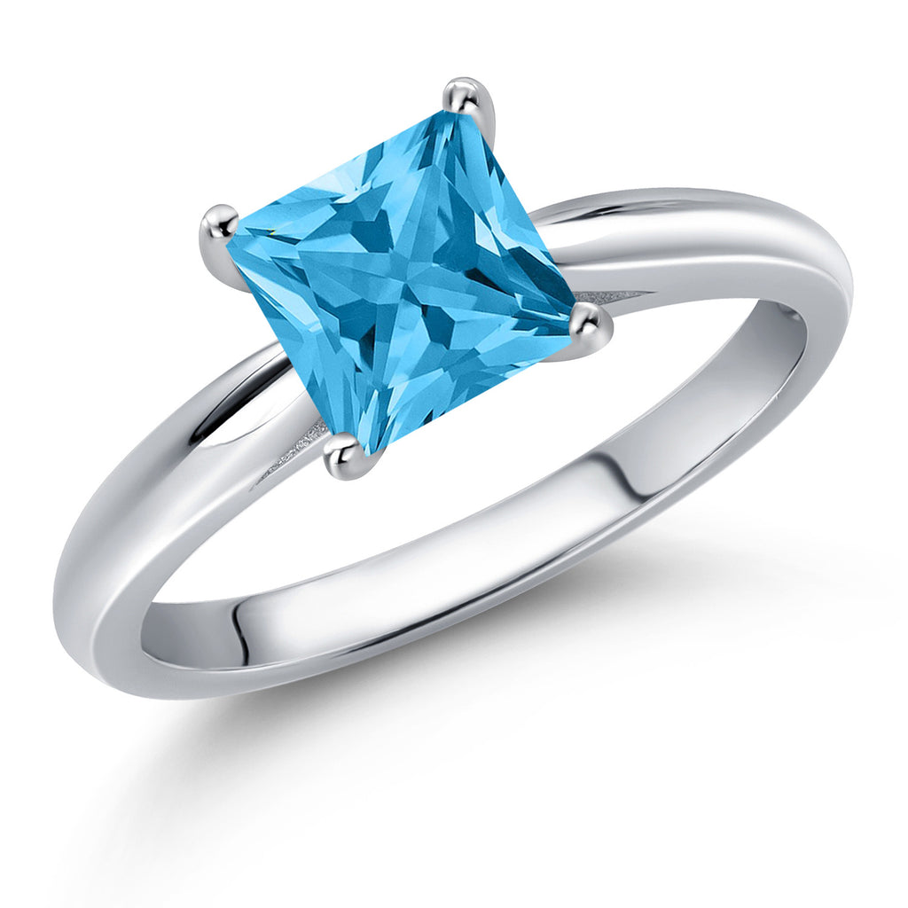 Swiss Blue Topaz - November_5_Ring in 10K White Gold