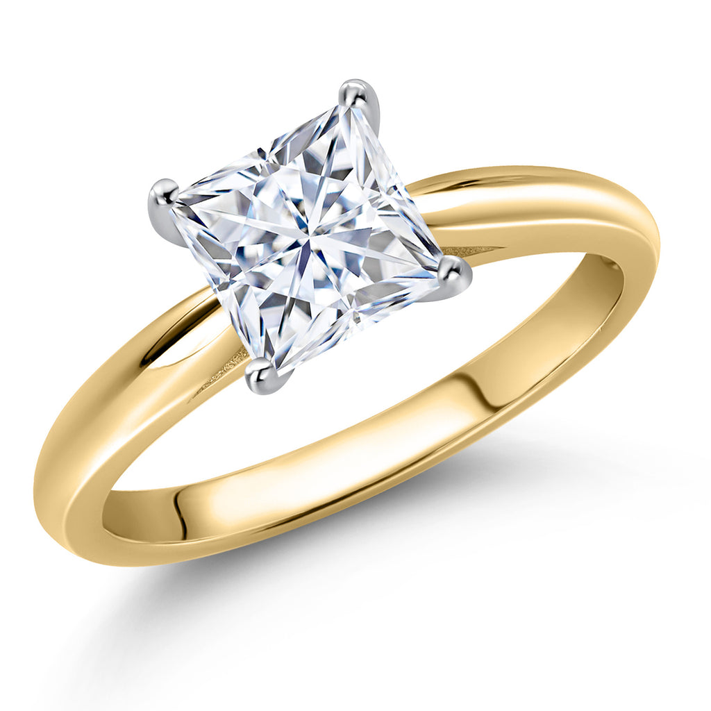 White Moissanite - April_9_Ring in 10K Two Tone Gold