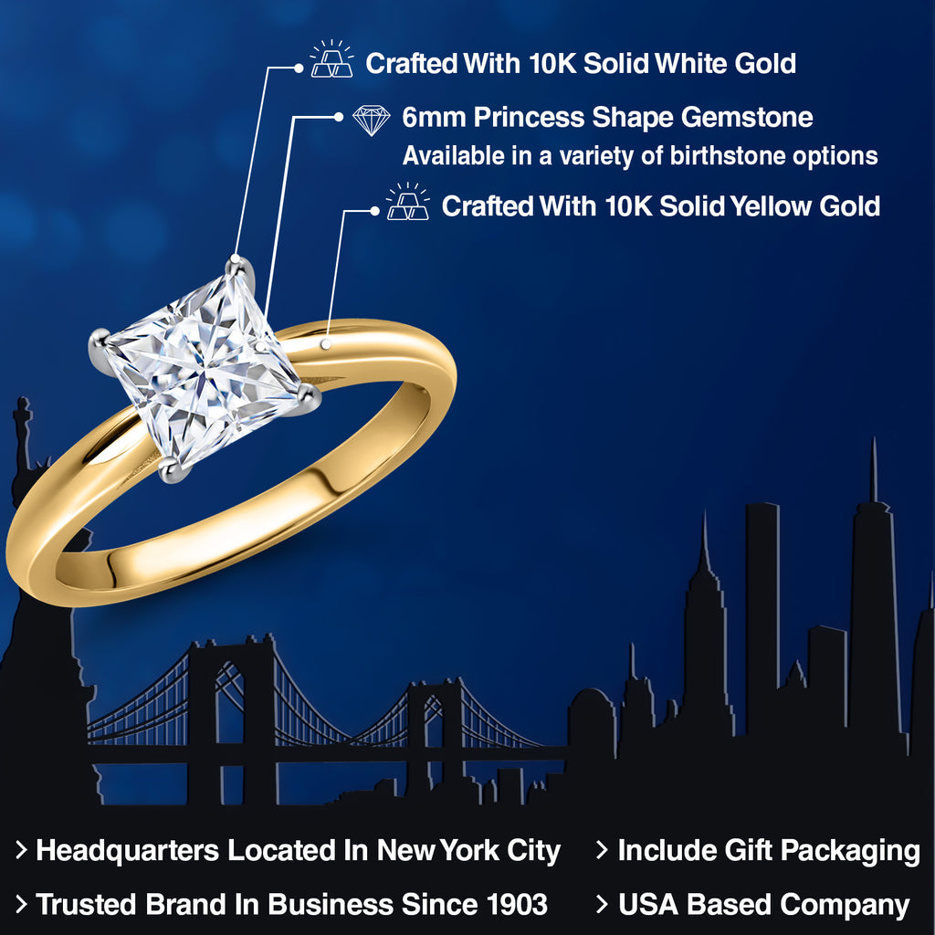 White Moissanite - April_Ring in 10K Two Tone Gold