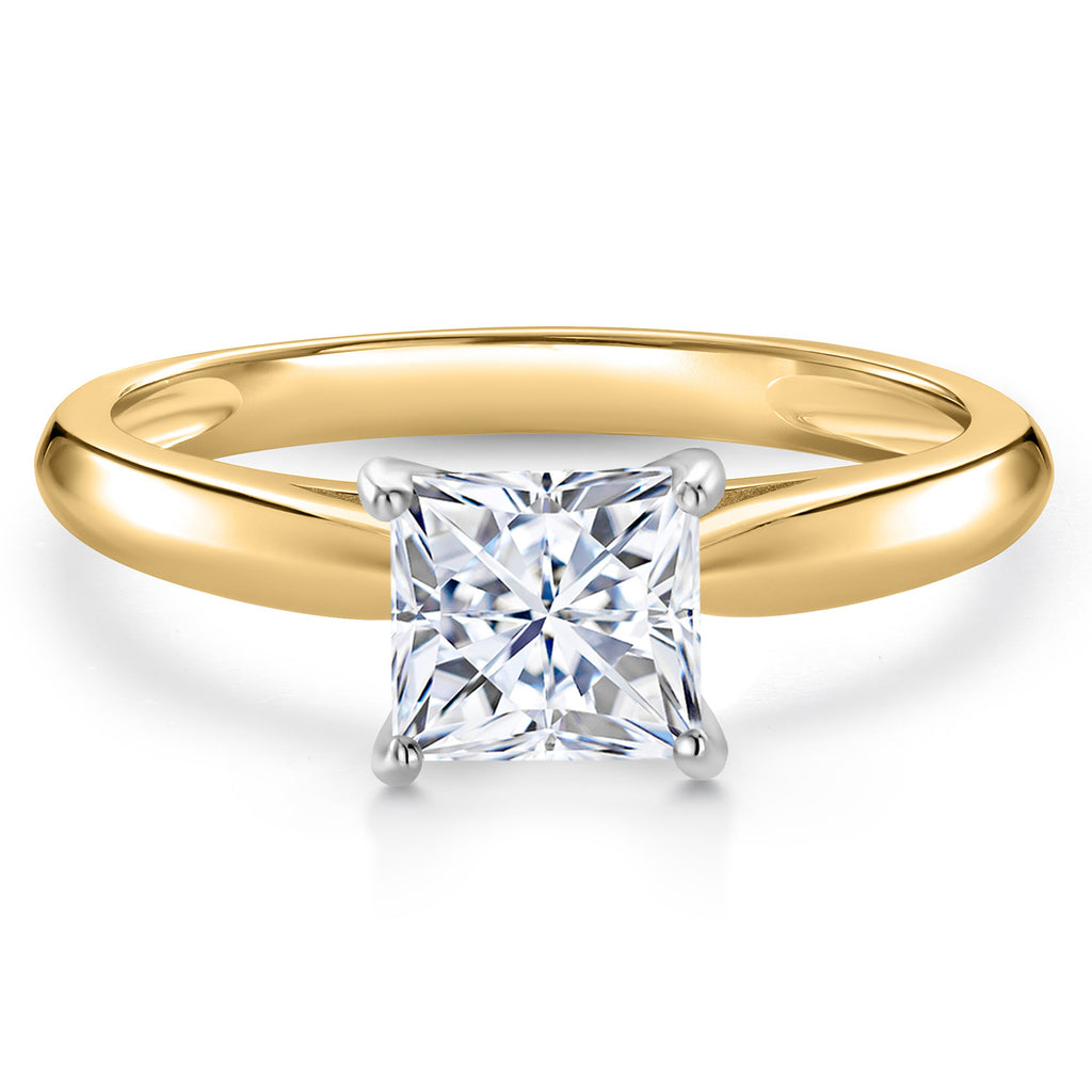 White Moissanite - April_Ring in 10K Two Tone Gold