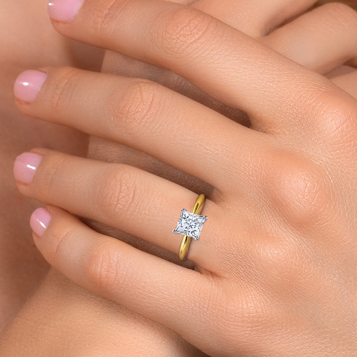 White Moissanite - April_Ring in 10K Two Tone Gold