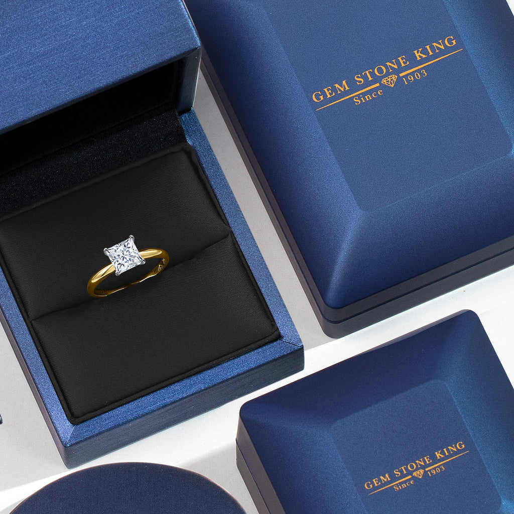 White Moissanite - April_Ring in 10K Two Tone Gold