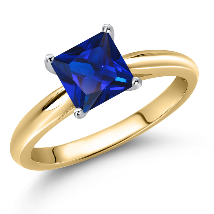 Blue Created Sapphire - September_5_Ring in 10K Two Tone Gold