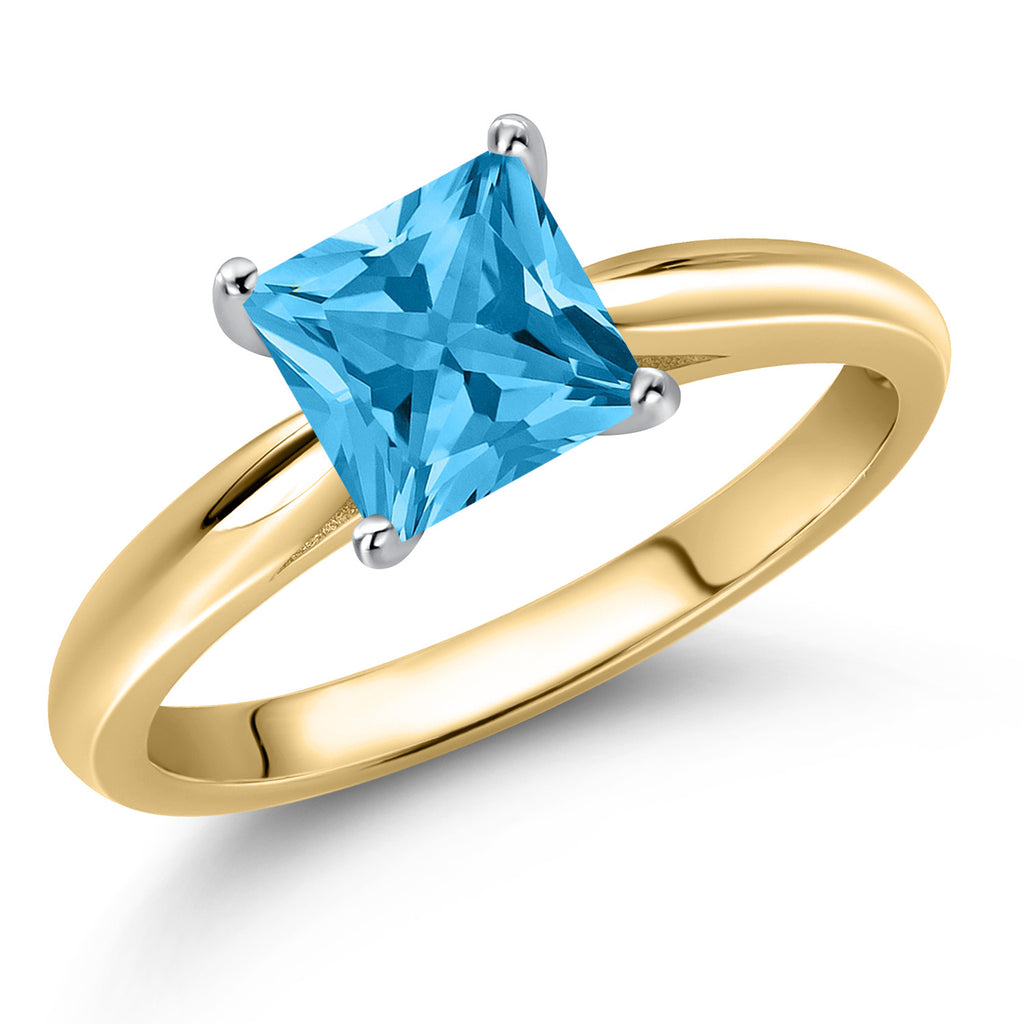 Swiss Blue Topaz - November_5_Ring in 10K Two Tone Gold