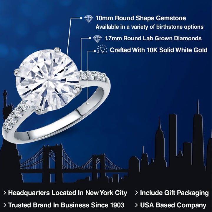White Moissanite - April_Ring in 10K White Gold