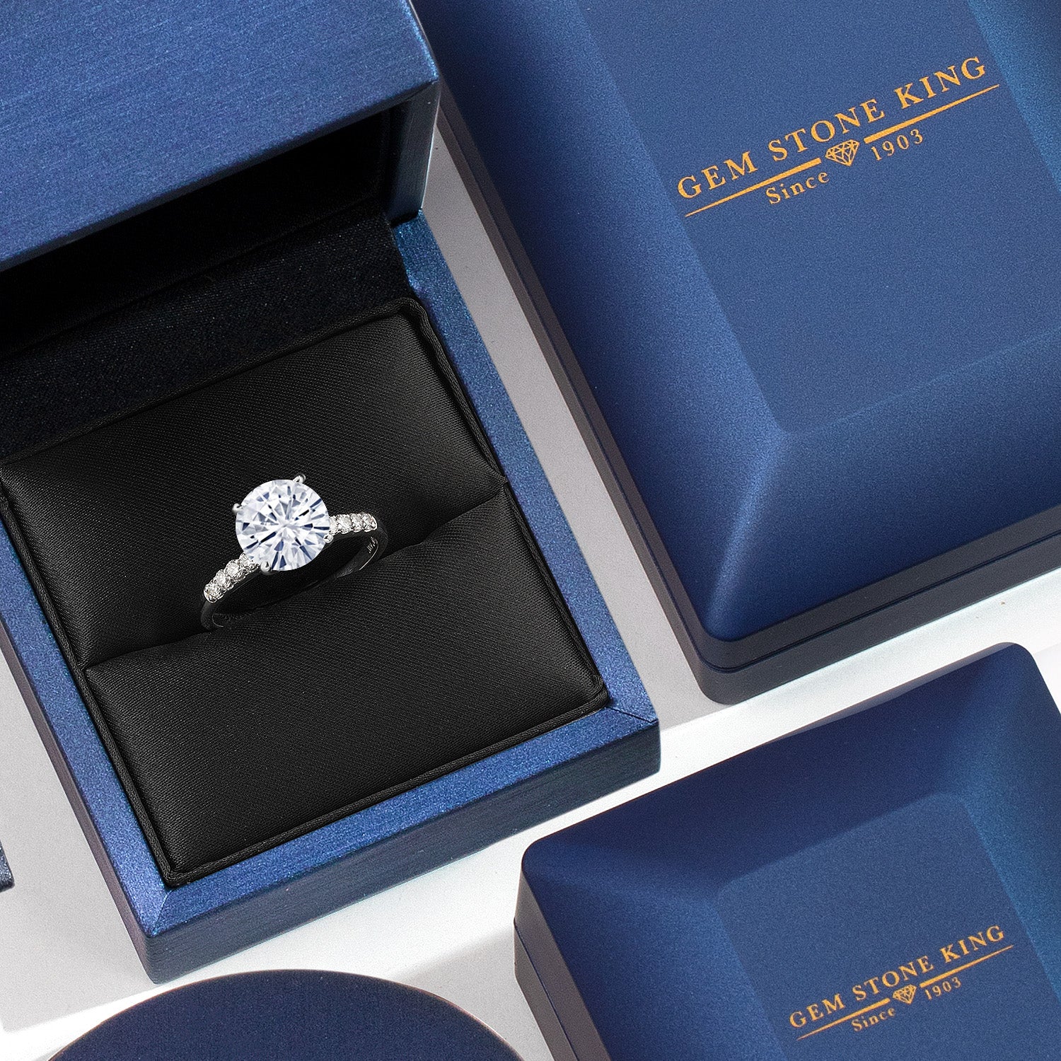 White Moissanite - April_Ring in 10K White Gold