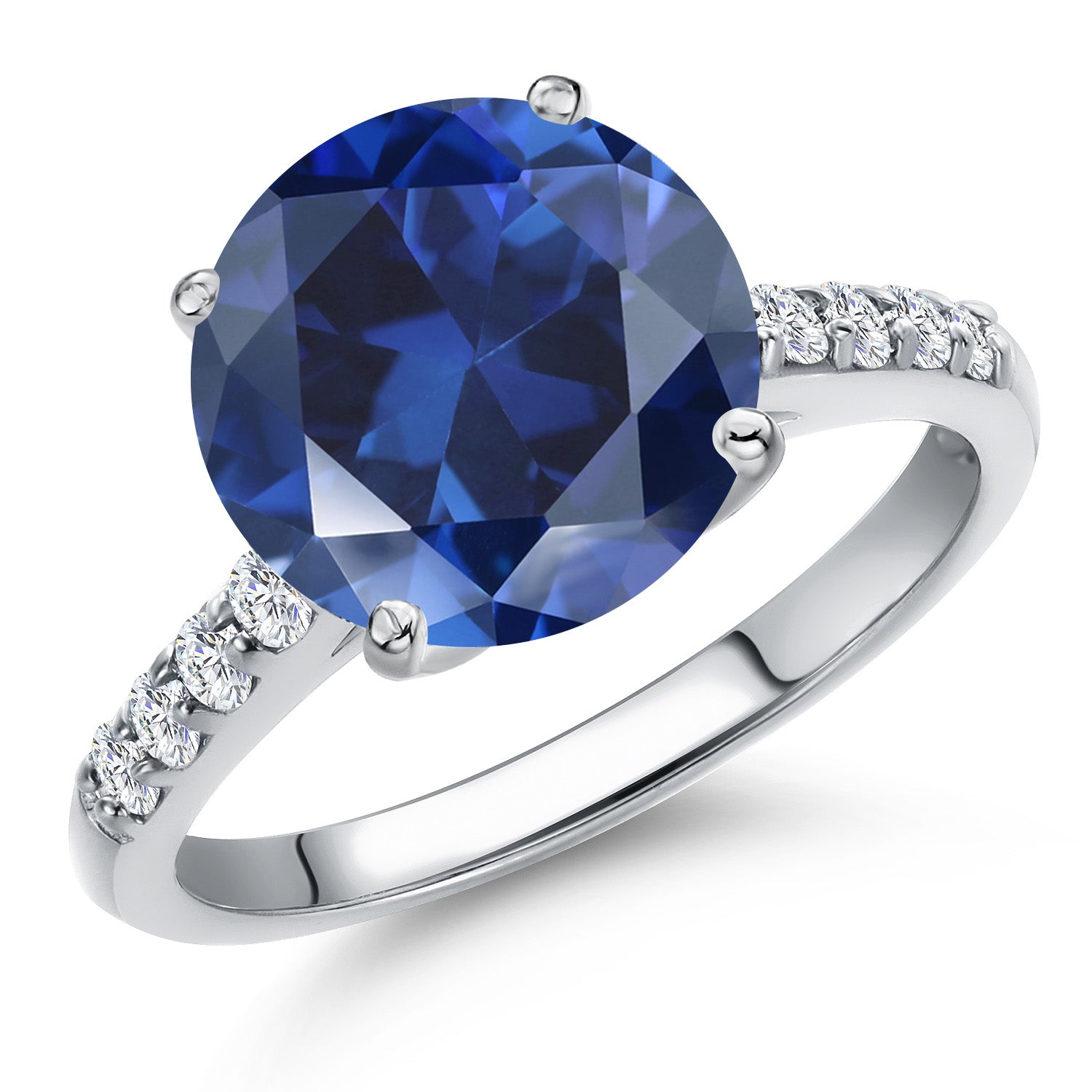 Blue Created Sapphire - September_9_Ring in 10K White Gold