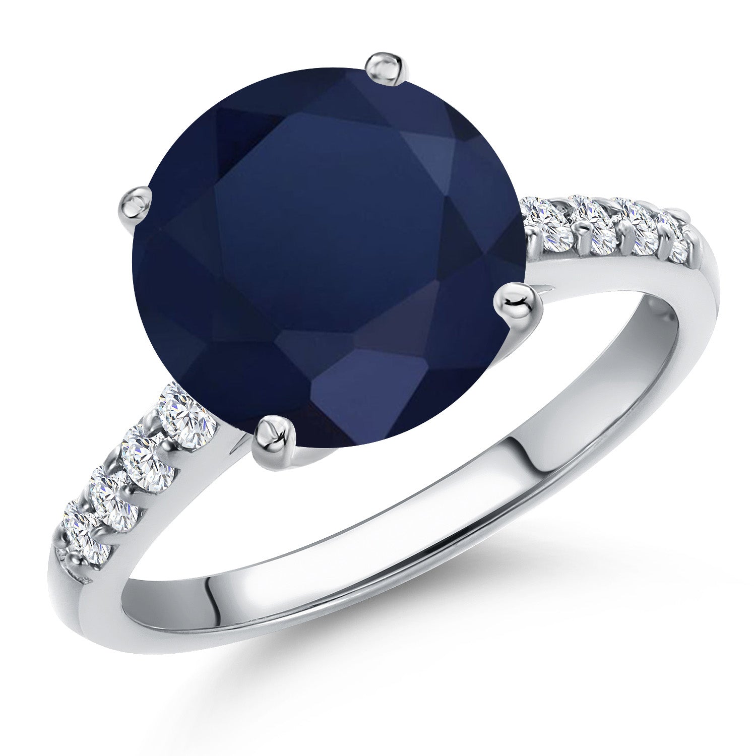 Blue Sapphire - September_6_Ring in 10K White Gold