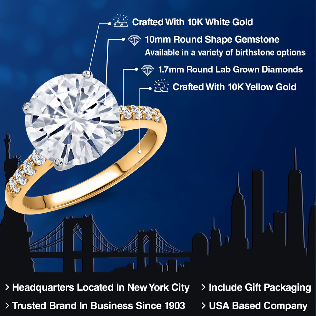White Moissanite - April_Ring in 10K Two Tone Gold