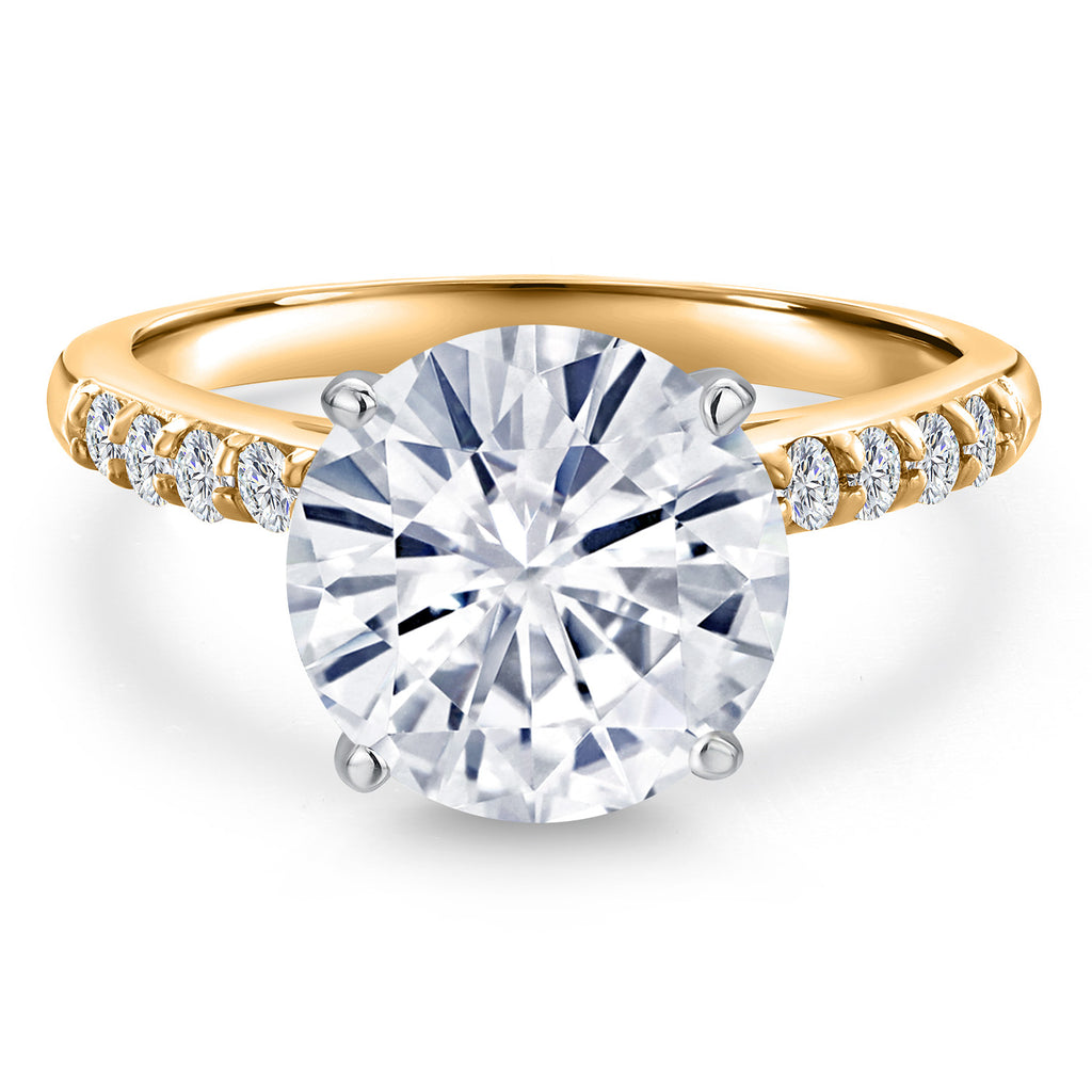 White Moissanite - April_Ring in 10K Two Tone Gold